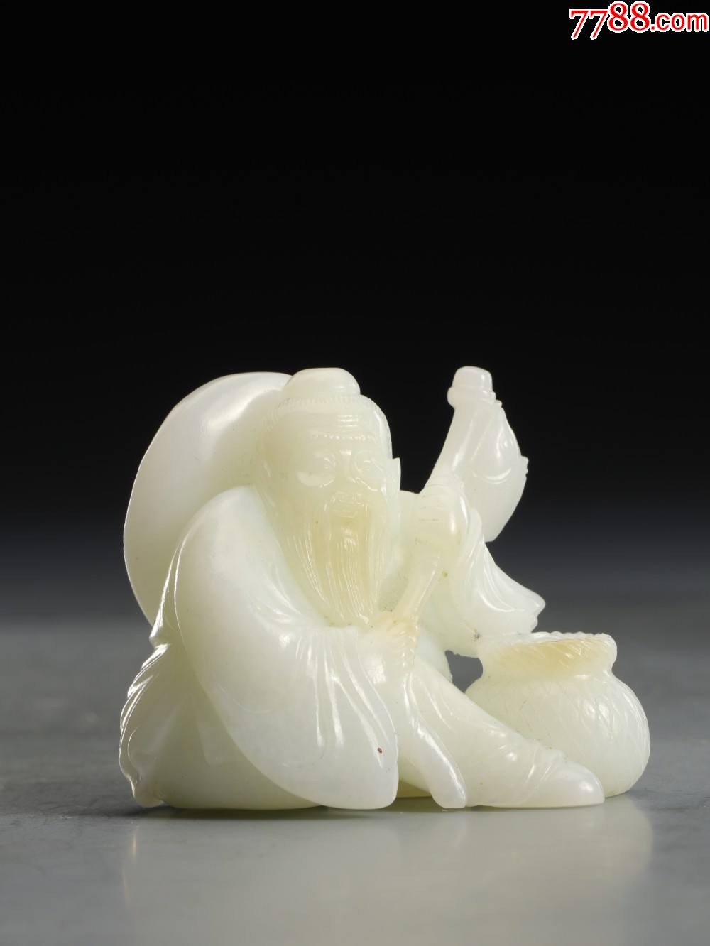 和田白玉渔翁得利摆件