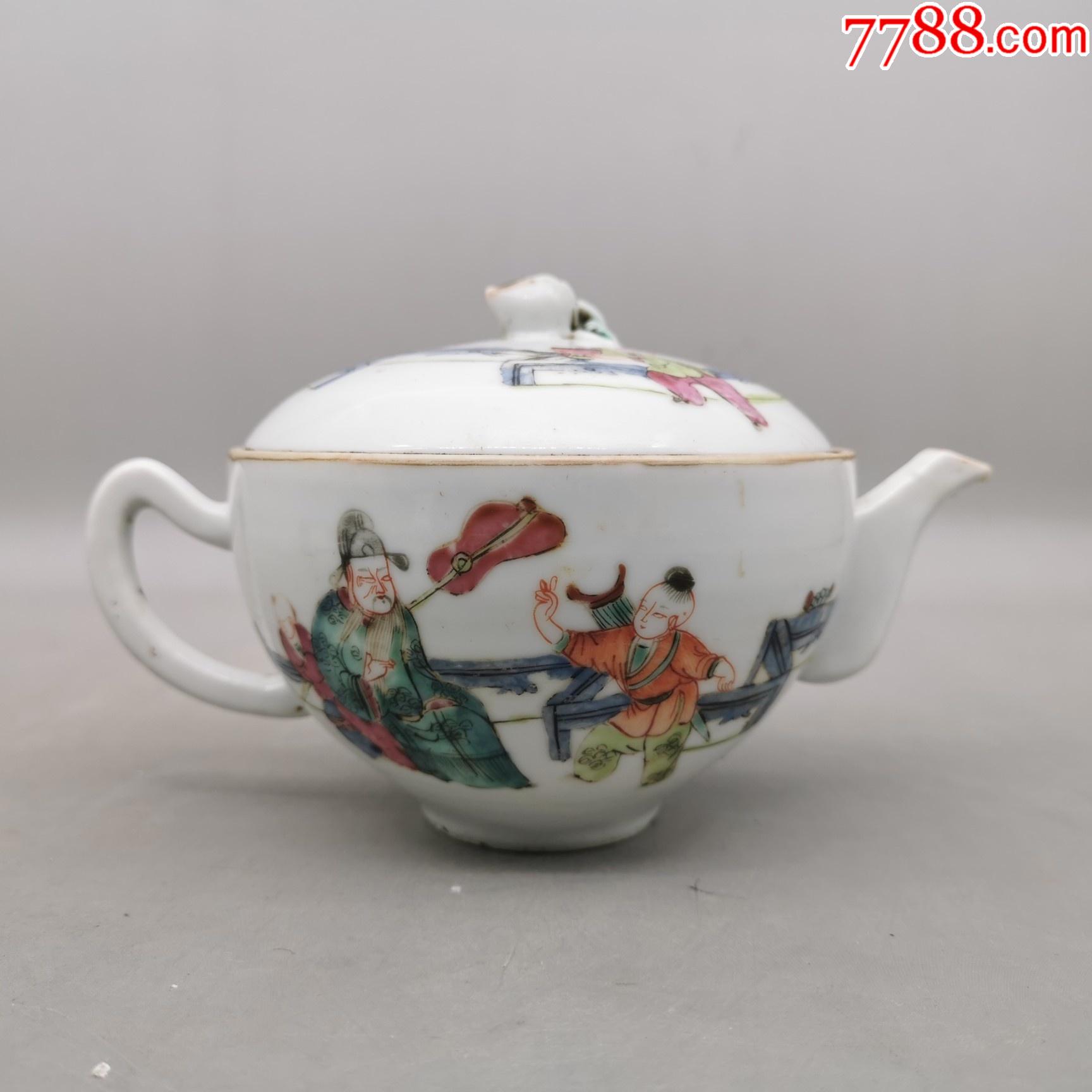 同治粉彩人物茶壶