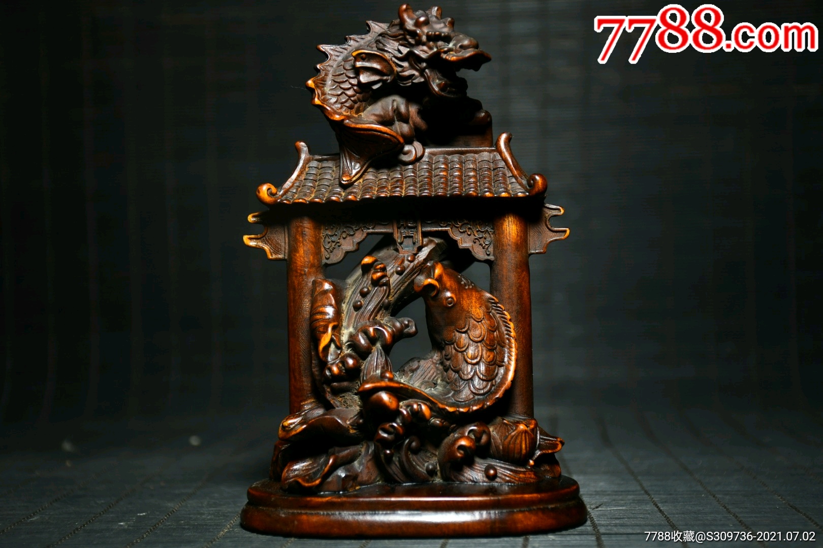 黄杨木来鱼跳龙门-木雕摆件-7788商城__七七八八商品交易平台(7788.