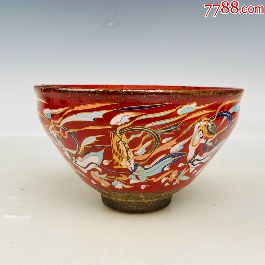 建窑飞天纹盏高75厘米直径125厘米工艺品
