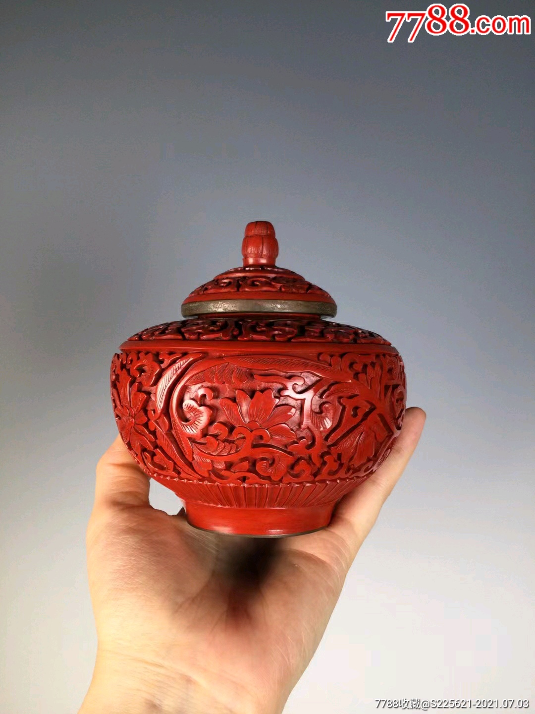 创汇时期铜胎剔红花卉纹茶叶罐-其他旧漆器-7788商城__七七八八商品