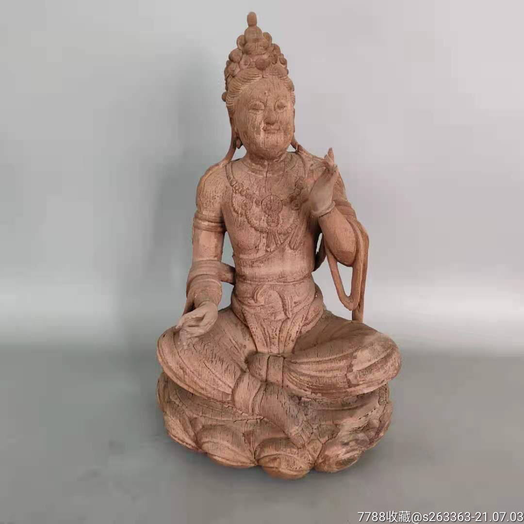 唐老木雕莲花座观音像-木佛像/人像-7788木艺