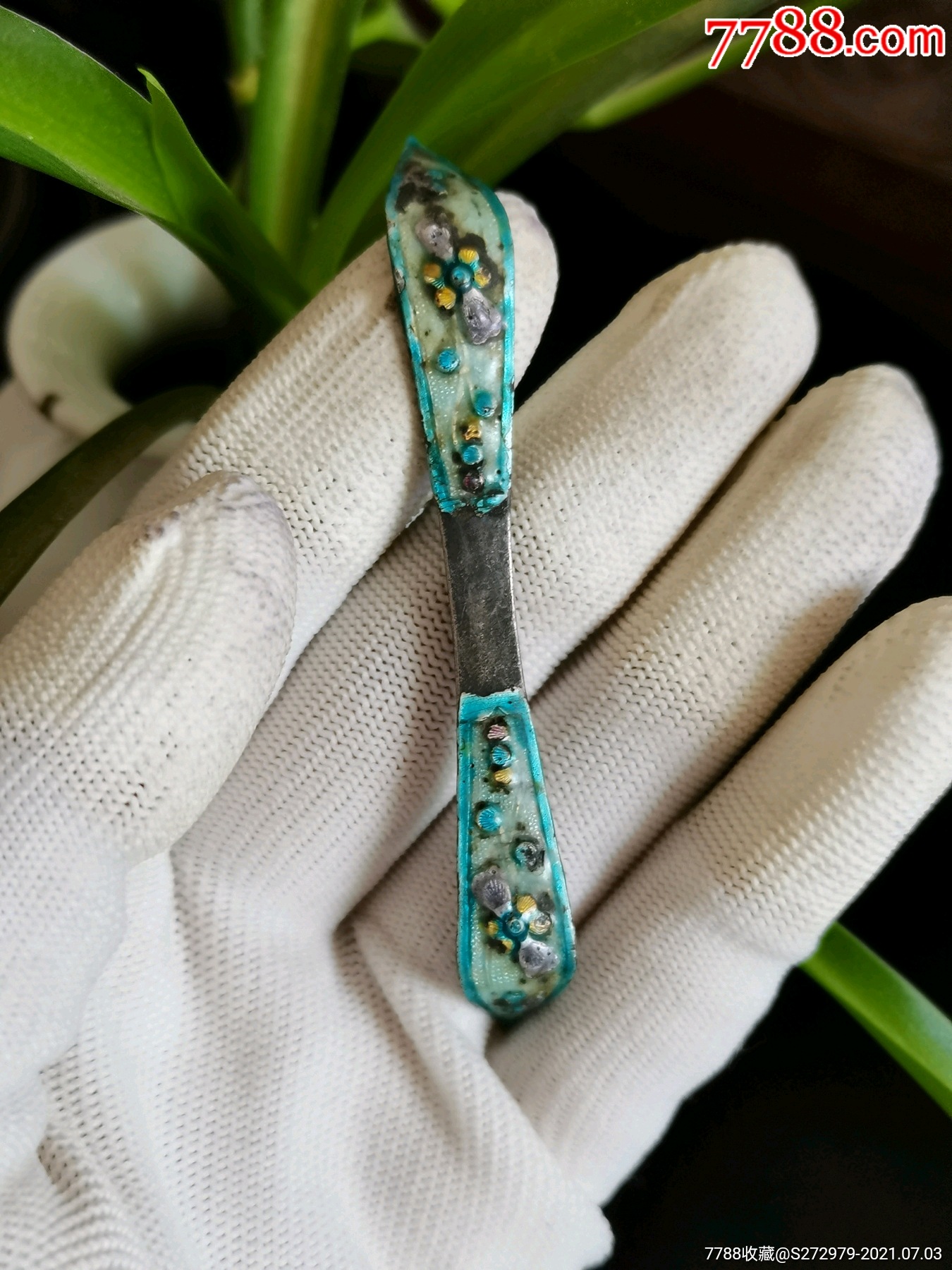 清代银烤蓝双尖