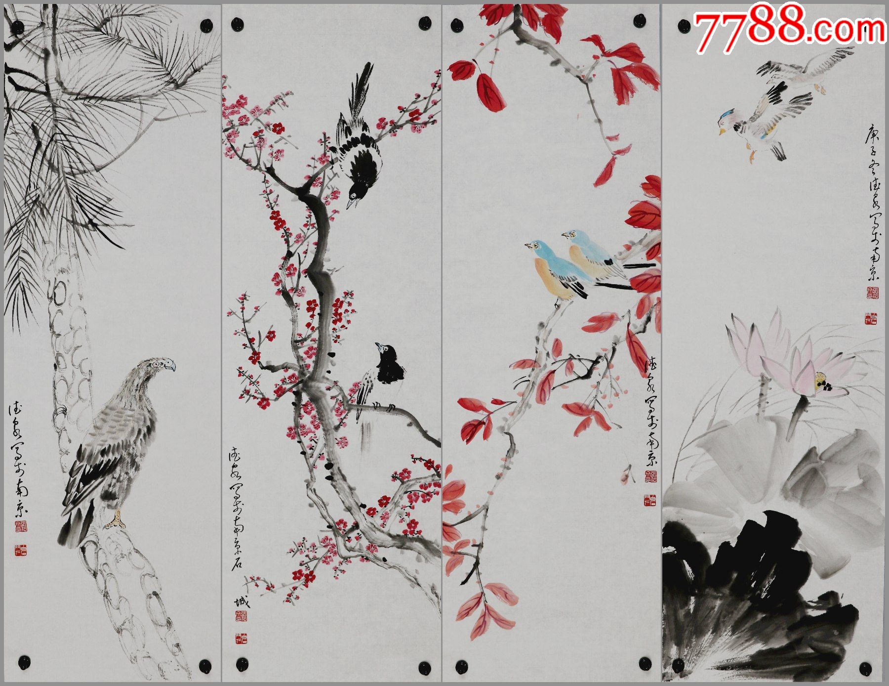 张德文,浙江绍兴人,国家一级美术师,齐白石画派重要传人,花鸟画四条屏