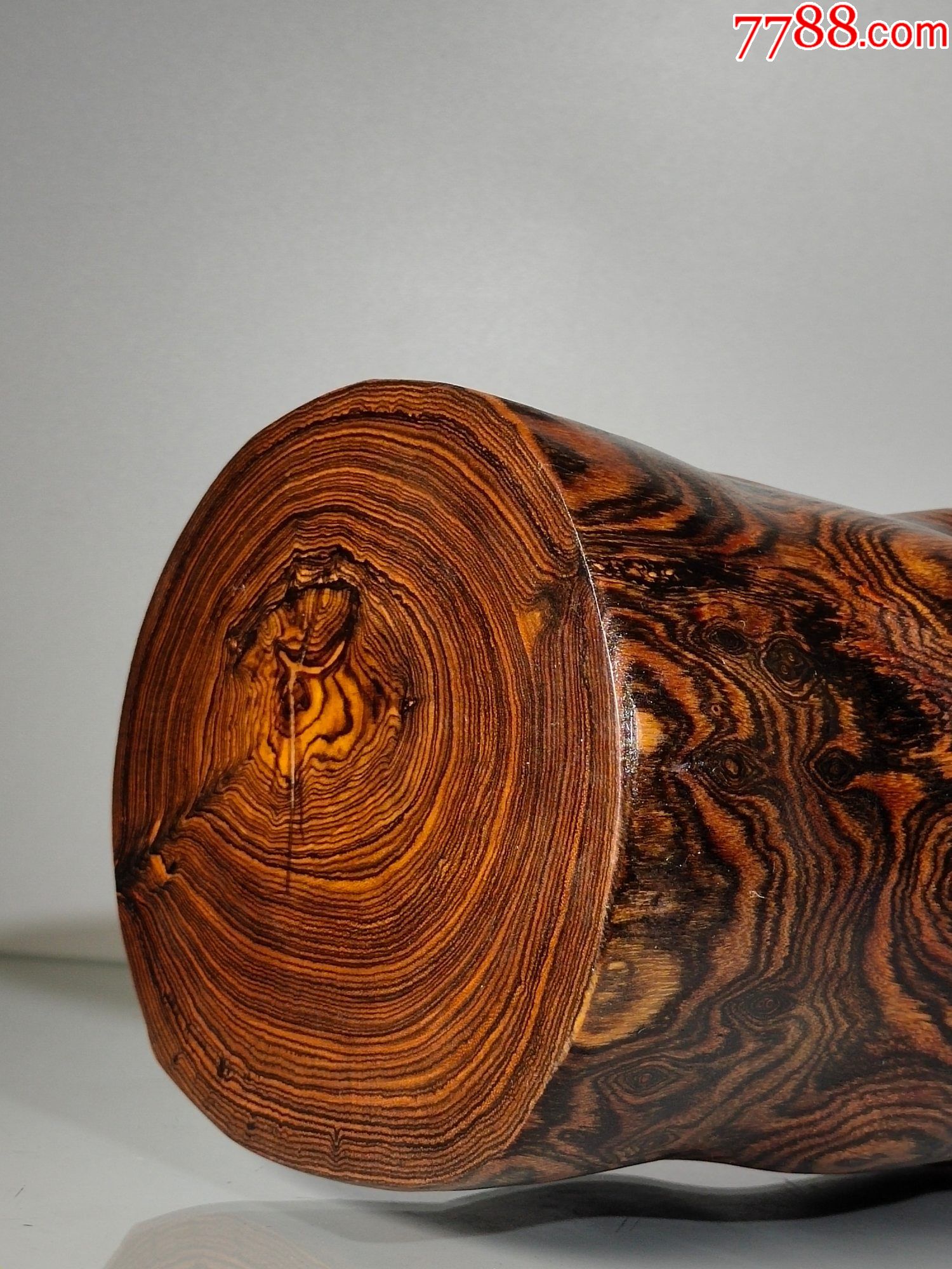 虎皮纹黄花梨原木风水柱摆件