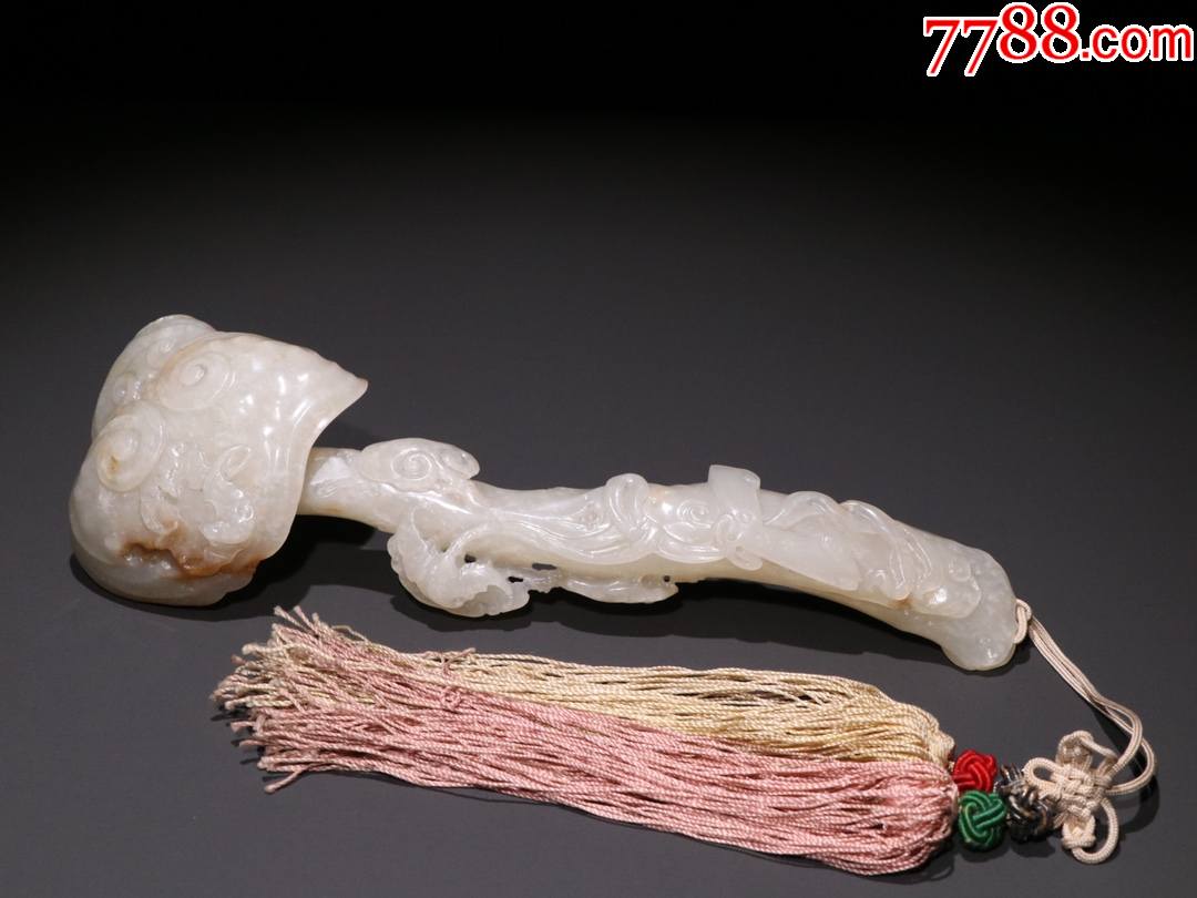 和田玉籽料灵芝如意一柄