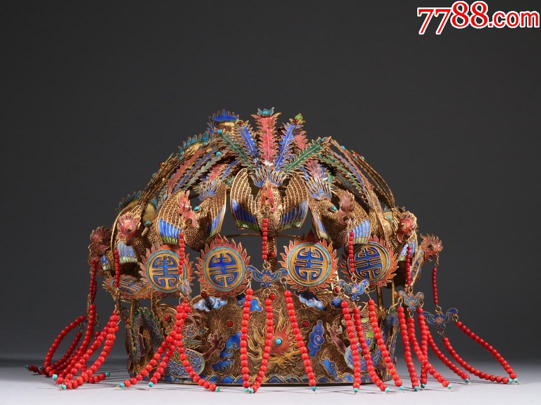 银花丝烤蓝九凤纹凤冠