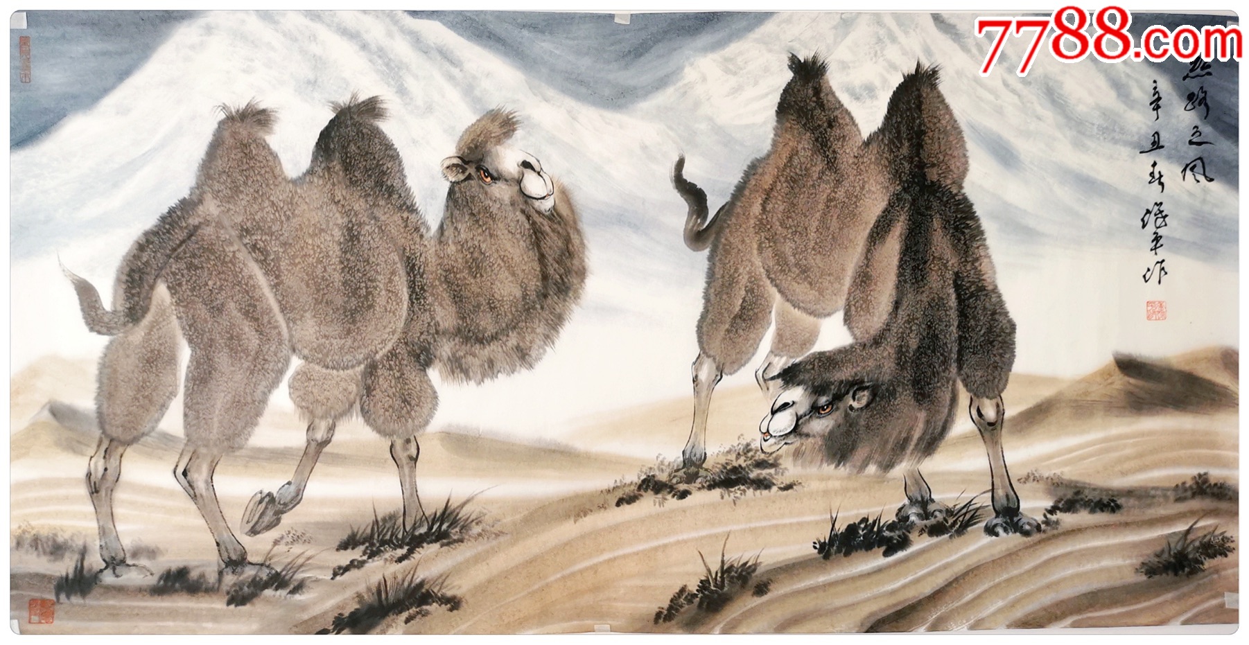 中国美术家协会会员四尺【丝路之风】手绘国画骆驼客厅收藏送礼首选