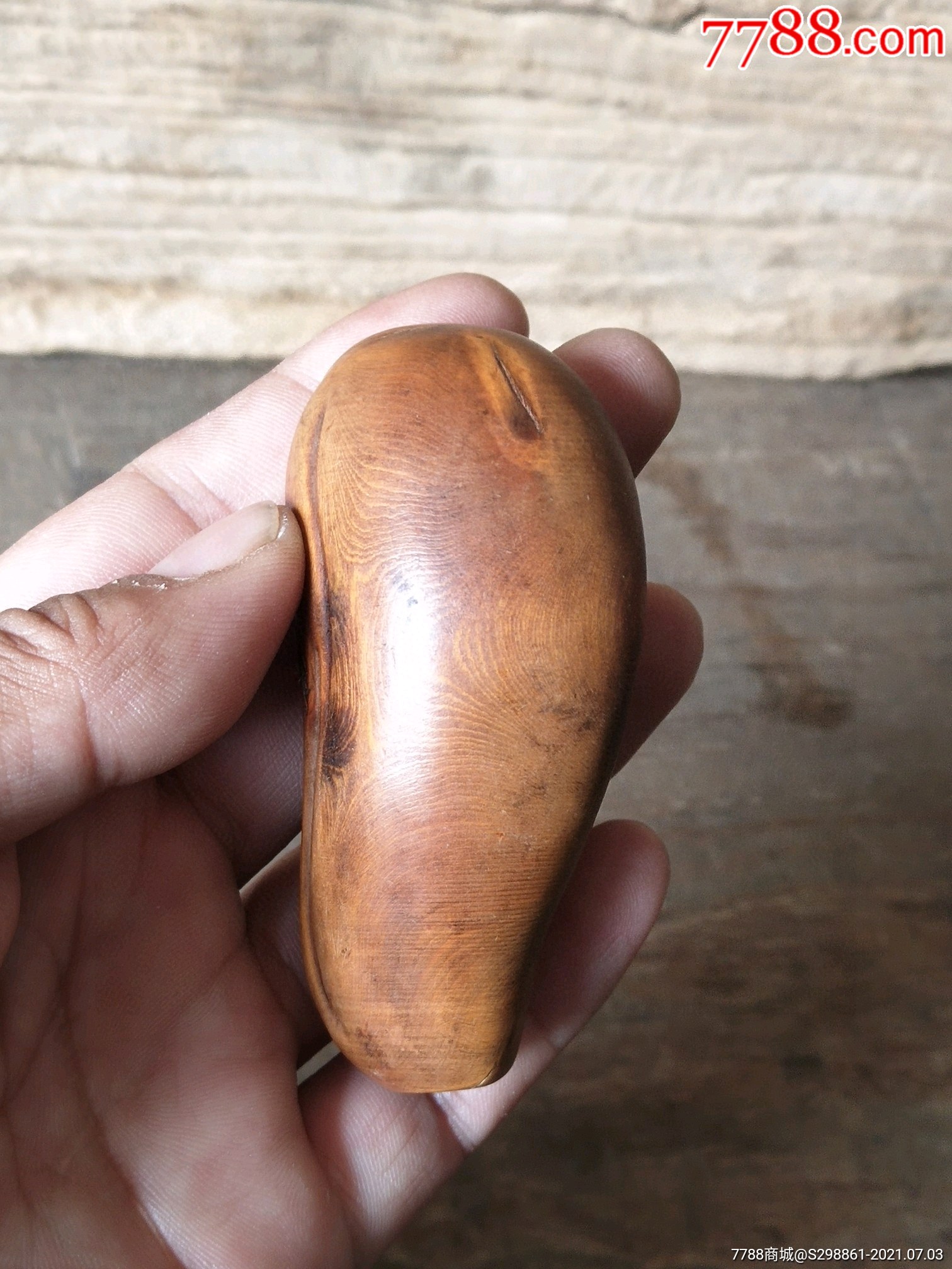 黄杨木雕刻寿星老手把件!精工细雕尺寸如图全品!