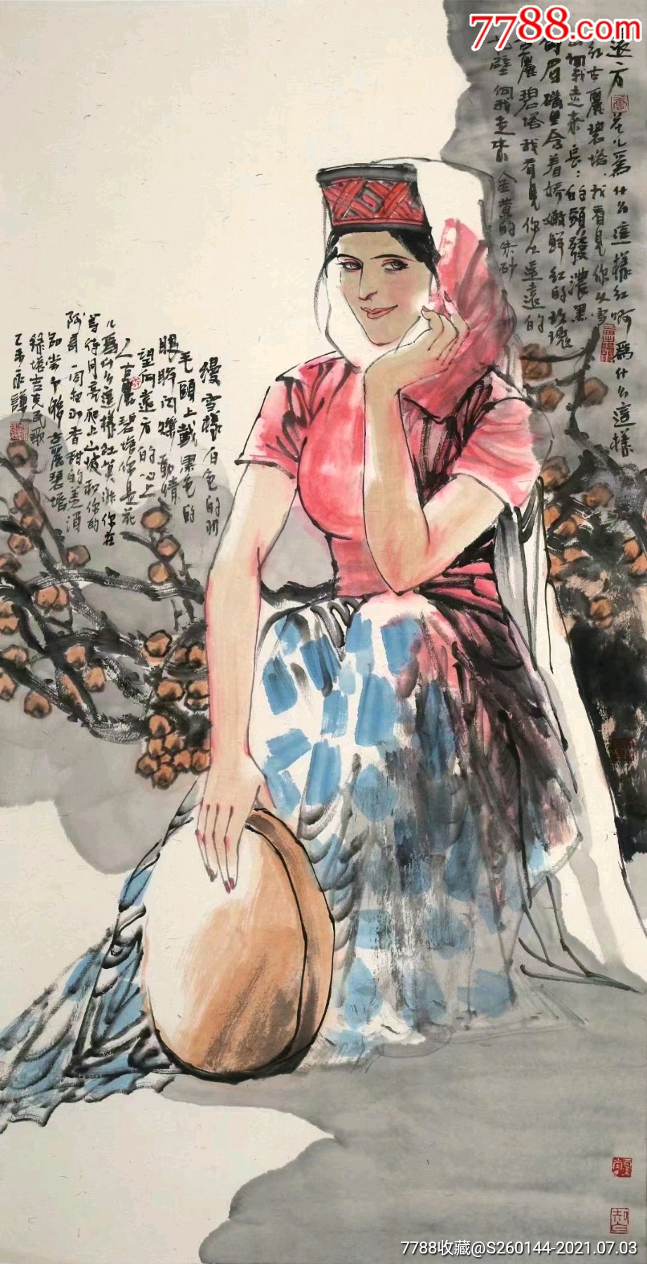 唐永谦老师新疆风情人物作品136*68xm-人物国画原作-7788股票收藏