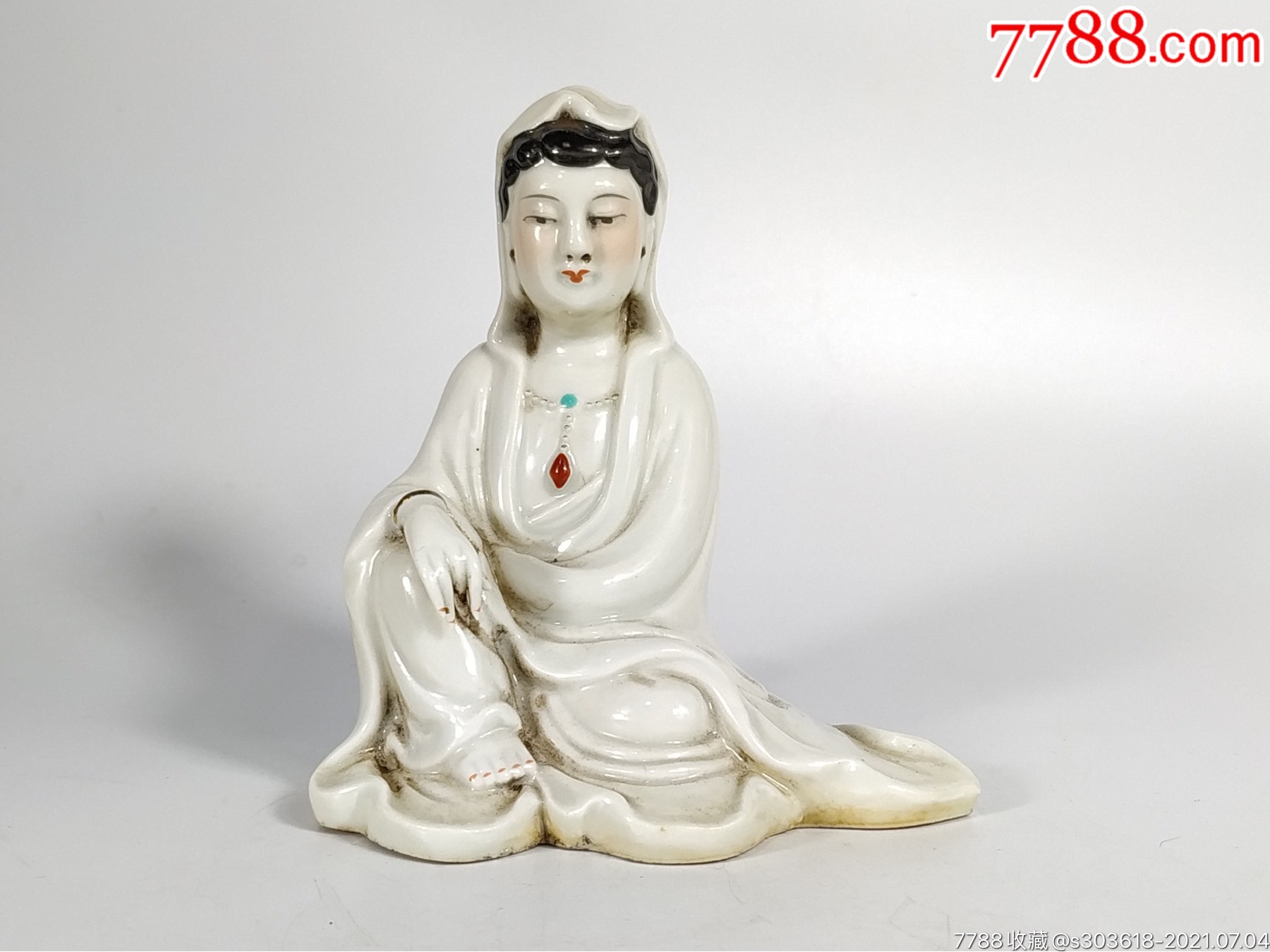 民国瓷塑「观音像」