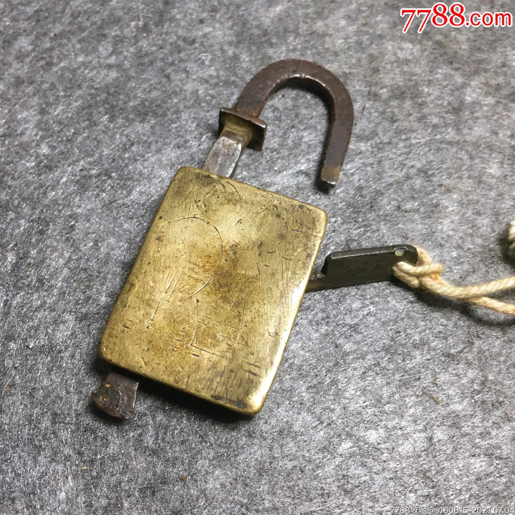 清代异形老铜锁黄铜铁锁原配钥匙特殊造型中原地区挂锁
