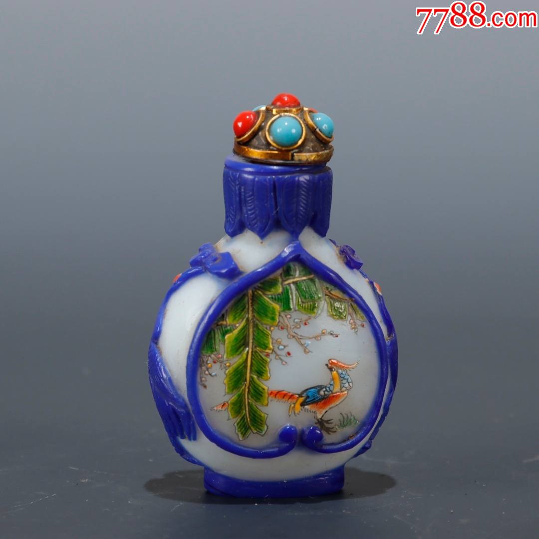 旧藏【老料器套胎喜事连连鼻烟壶】_价格2000元_第1张_7788商城__七七