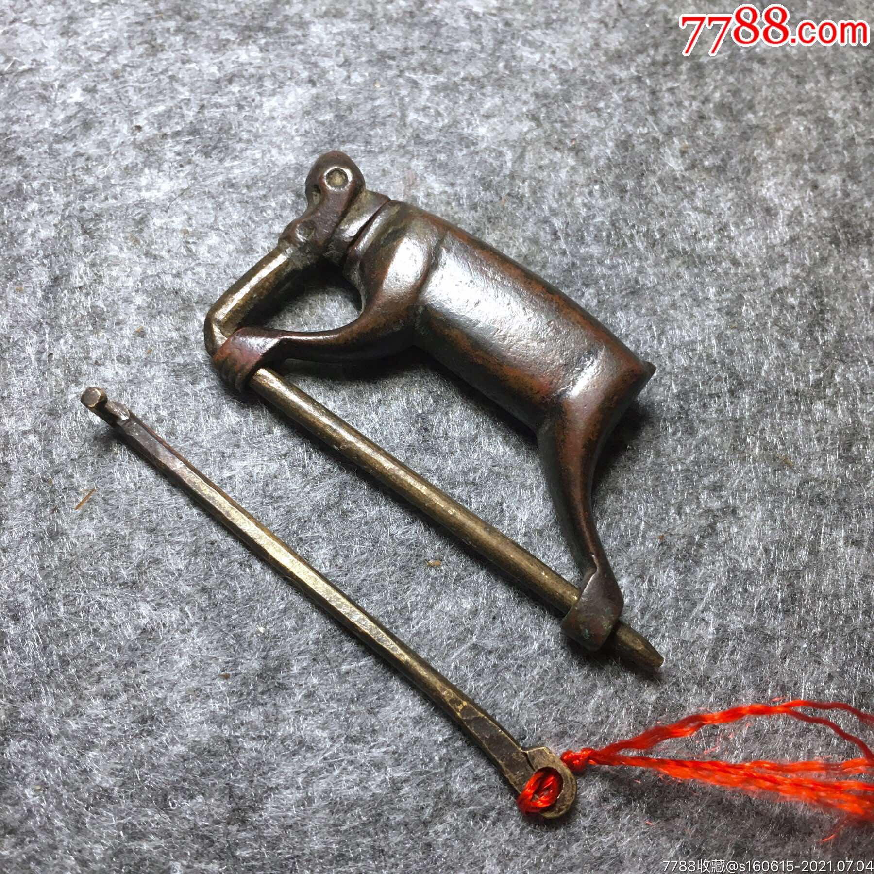 少见红铜猴子造型老铜锁中式古锁文房箱子柜子锁.