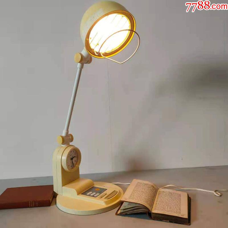 日本古董1980松下national老式带时钟表台灯书桌照明灯老物件怀旧
