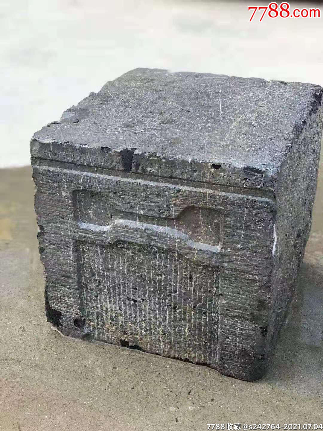 清代青石方墩一面线刻工两面家具做工全品包老