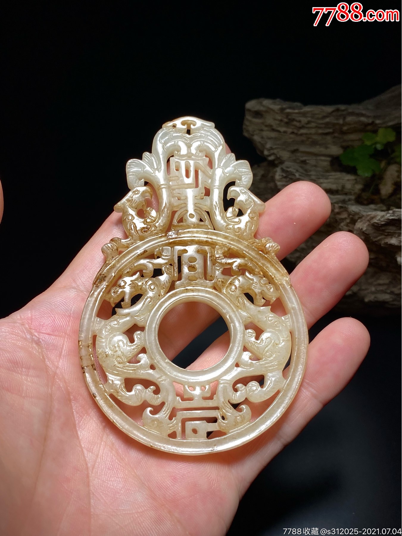 清和田玉籽料白玉长宜子孙玉璧玉珮_和田玉_图片鉴定_收藏价格_7788铜