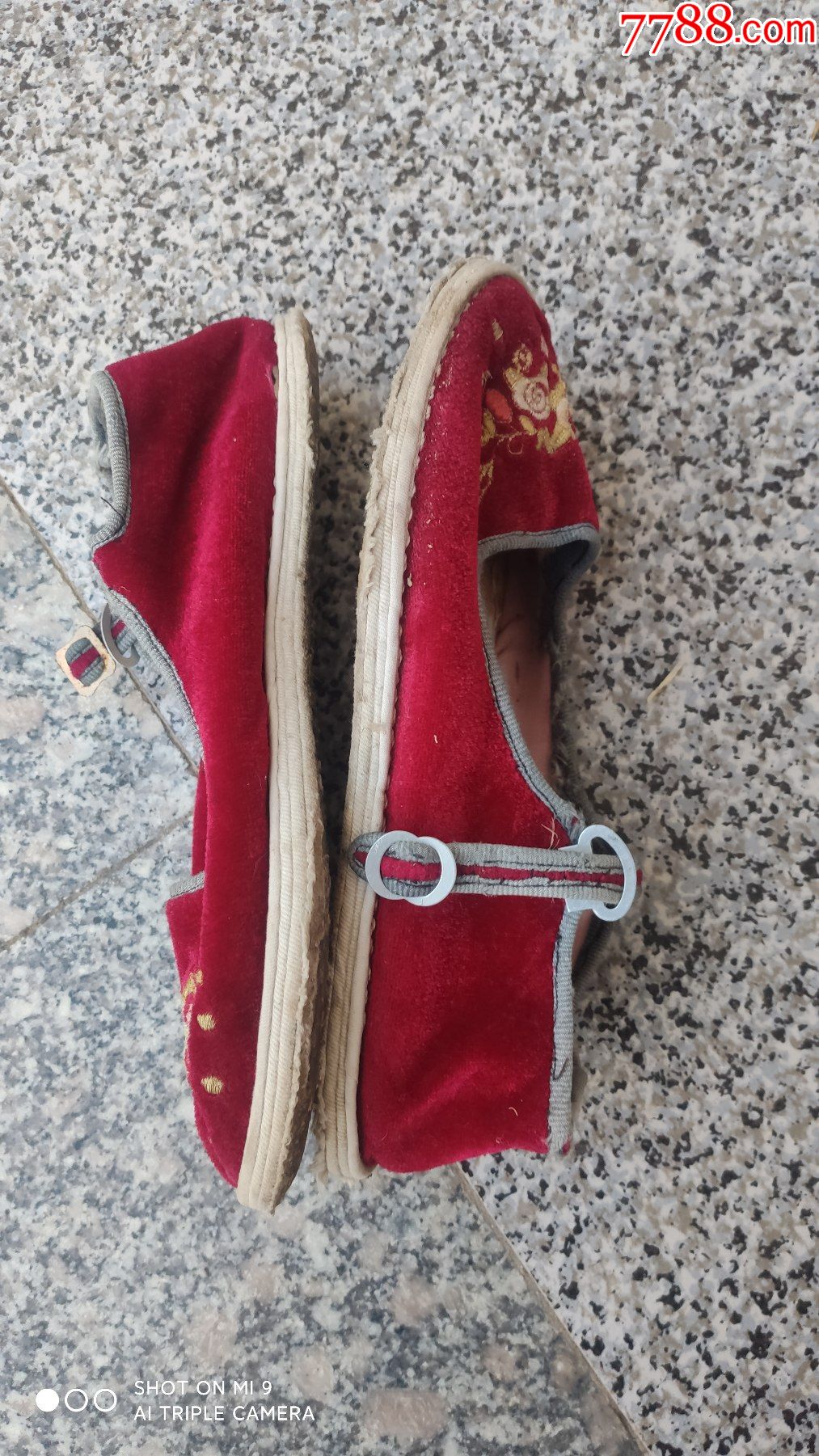 女鞋靴旧鞋女士一带鞋千层手纳底红色绒面24厘米38码