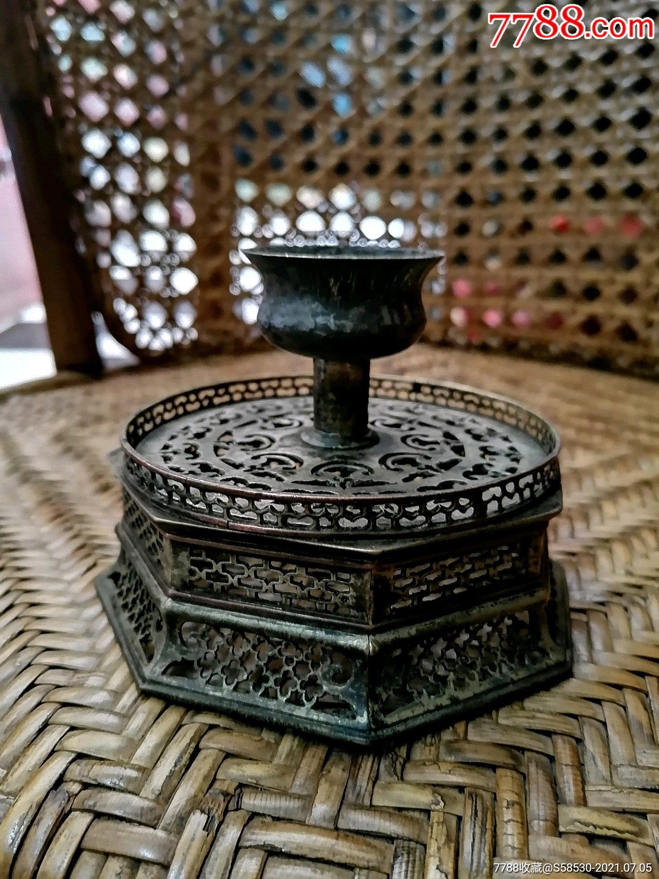 清代白铜超大烟灯