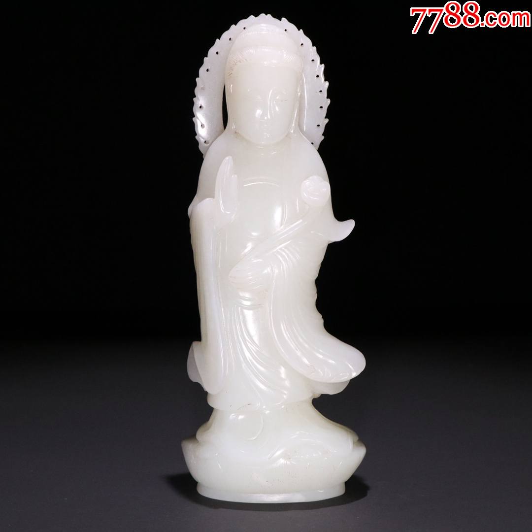 和田白玉观音立像