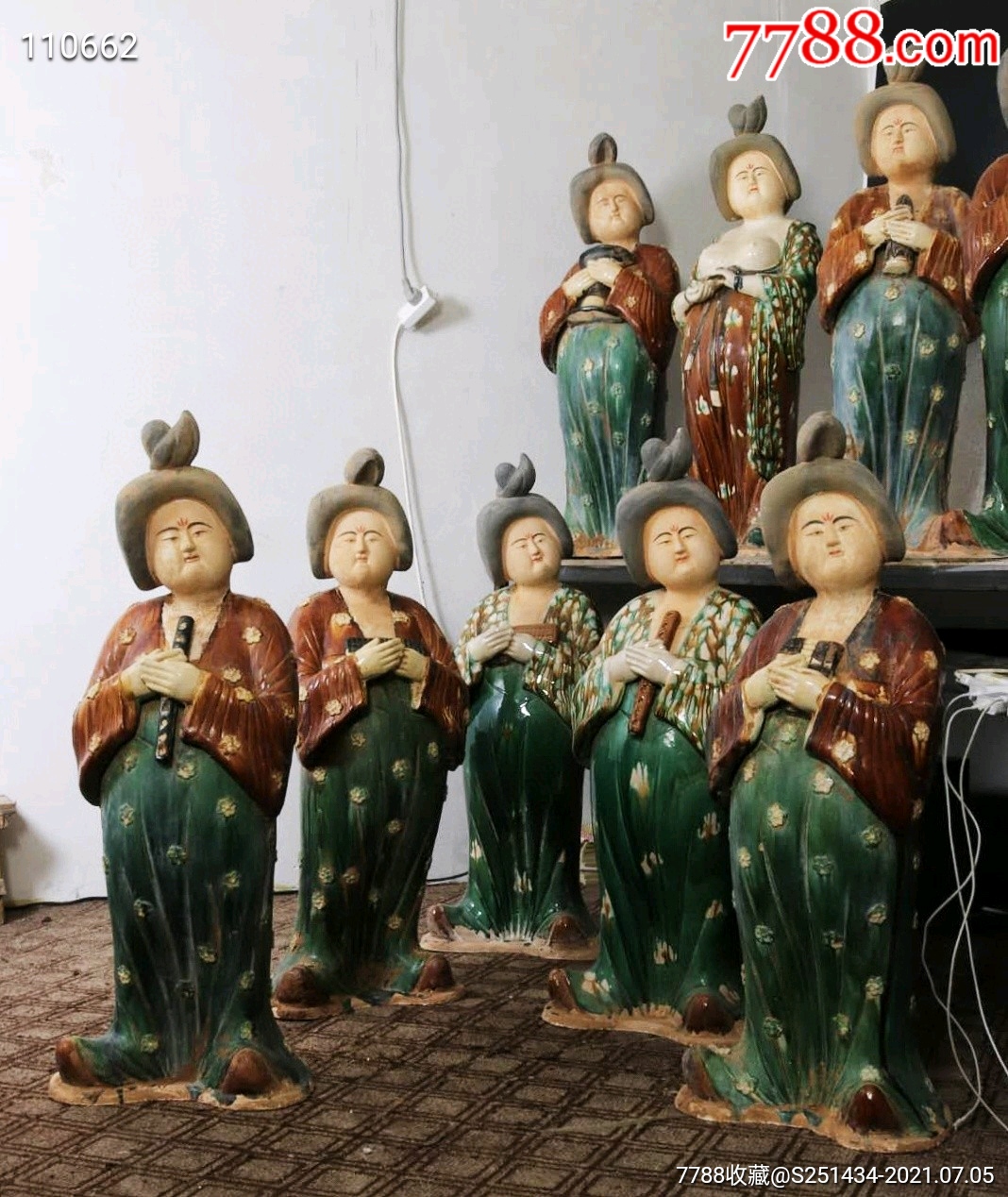 唐代唐三彩"胖妞"仕女乐俑一套_彩绘瓷/彩瓷_第8张_7788瓷器