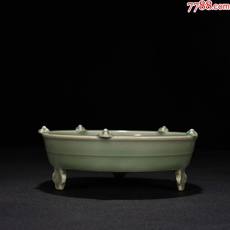 龙泉窑粉青釉三足洗