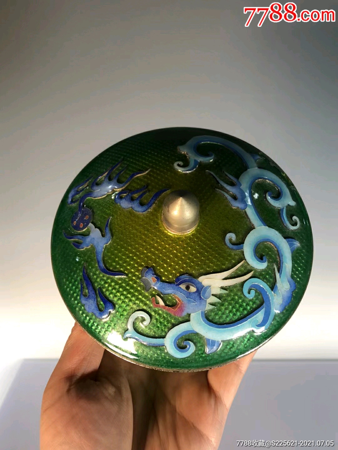 银彩七宝烧祥龙戏珠纹七宝烧盖碗