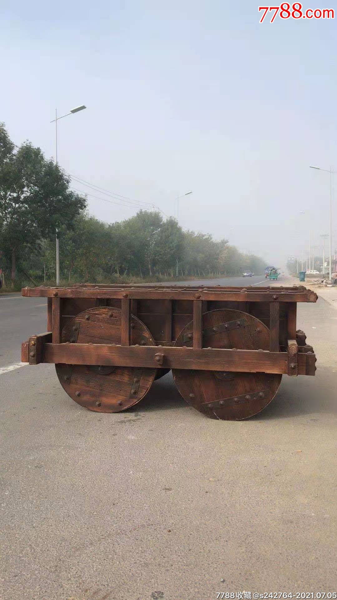 民俗精品古代四木轮战车完整包老正常使用展馆装修装饰佳品