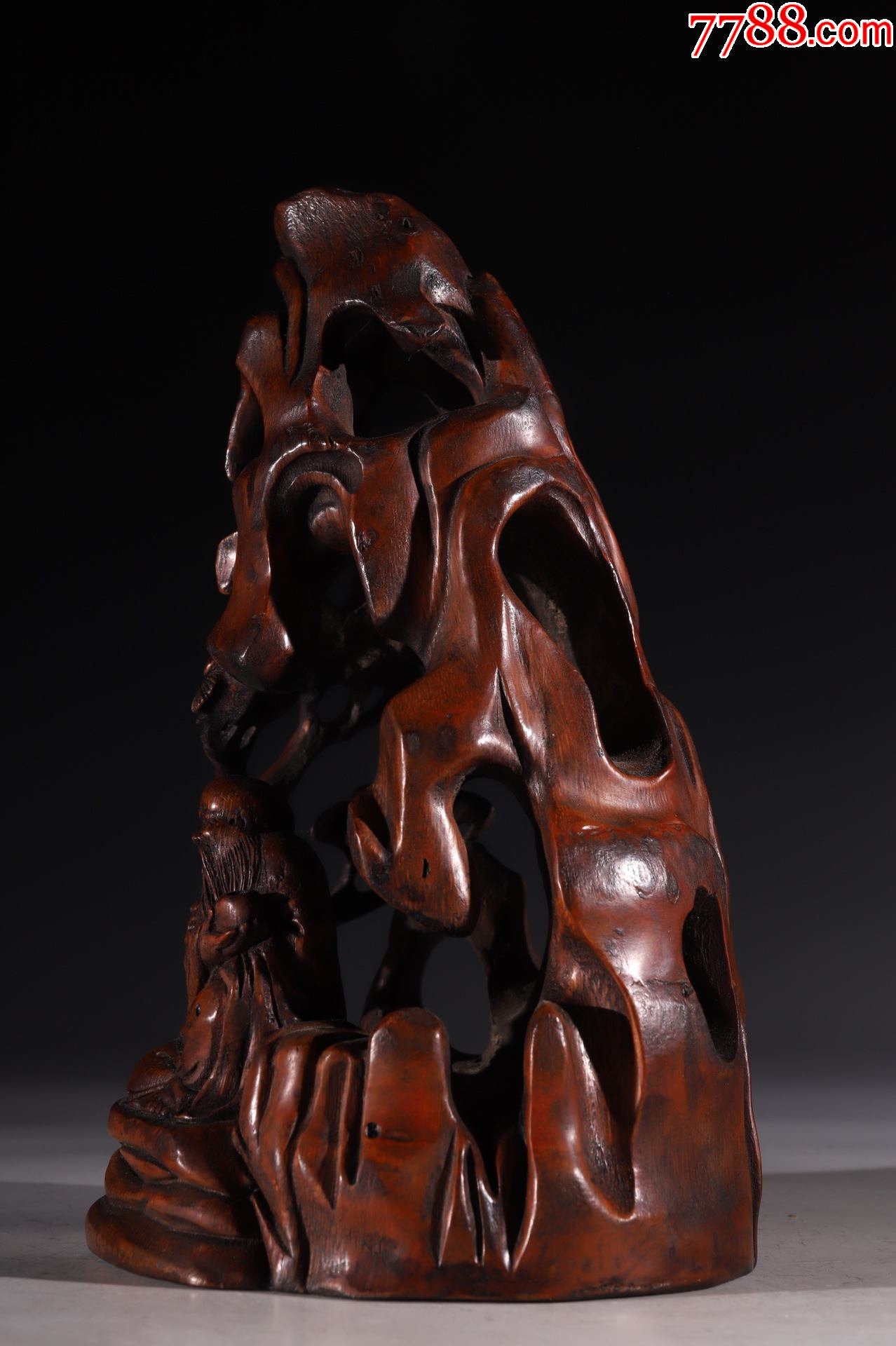 老竹雕寿仙翁祝寿摆件