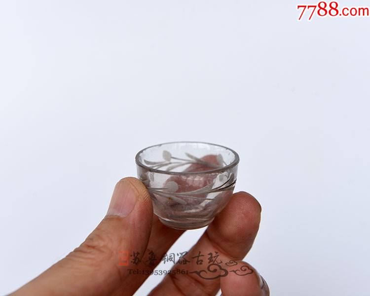 创汇时期玻璃小酒杯水晶刻花一口杯古董小酒盅酒具白酒杯烈酒杯