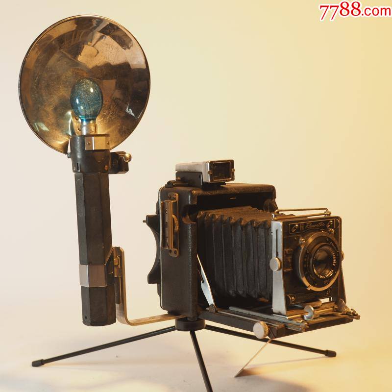 西洋古董美国1940年代大皮腔闪光灯冒烟相机新闻外拍机民国老上海