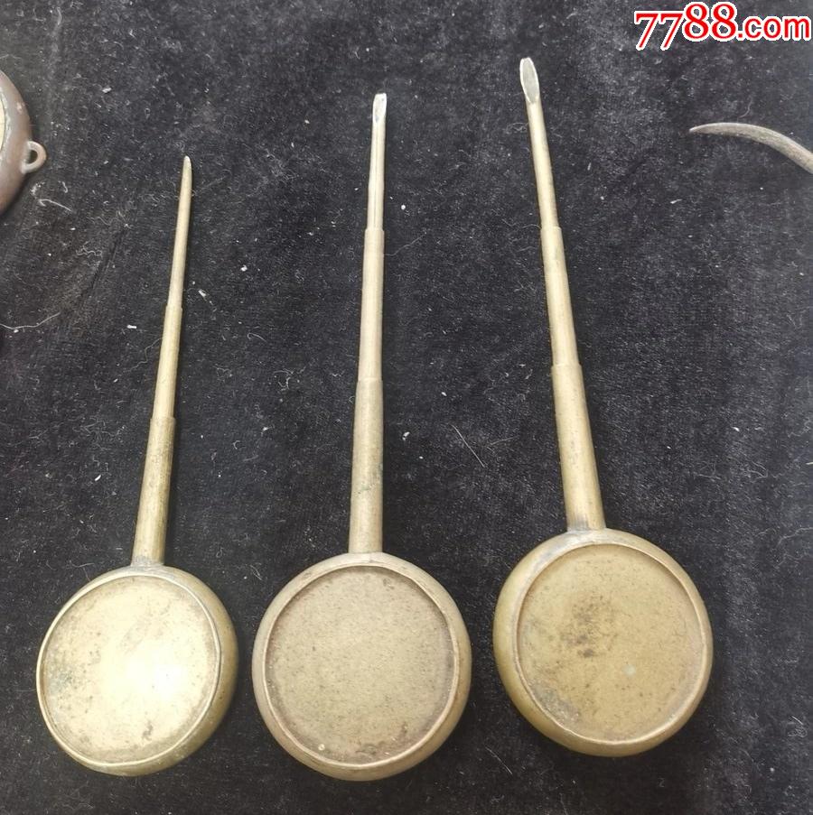 三个白铜药喷吹药器中医文化收藏
