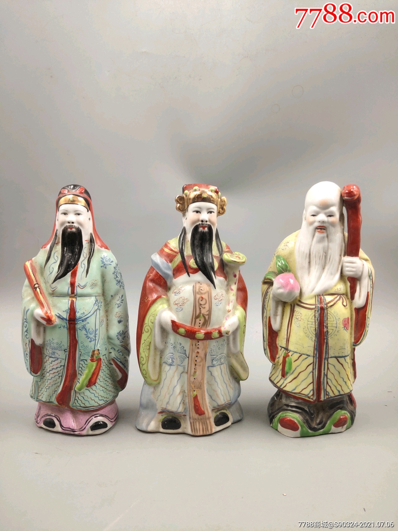精美567景德镇福禄寿三星人物摆件