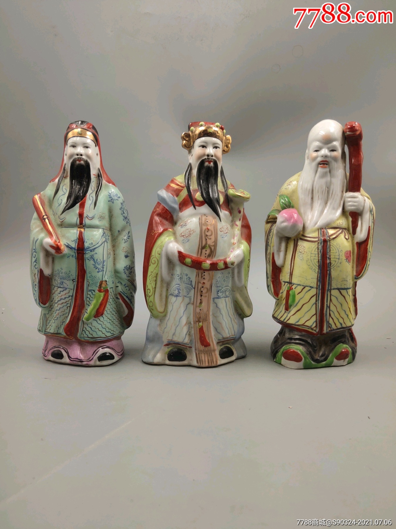 精美567景德镇福禄寿三星人物摆件