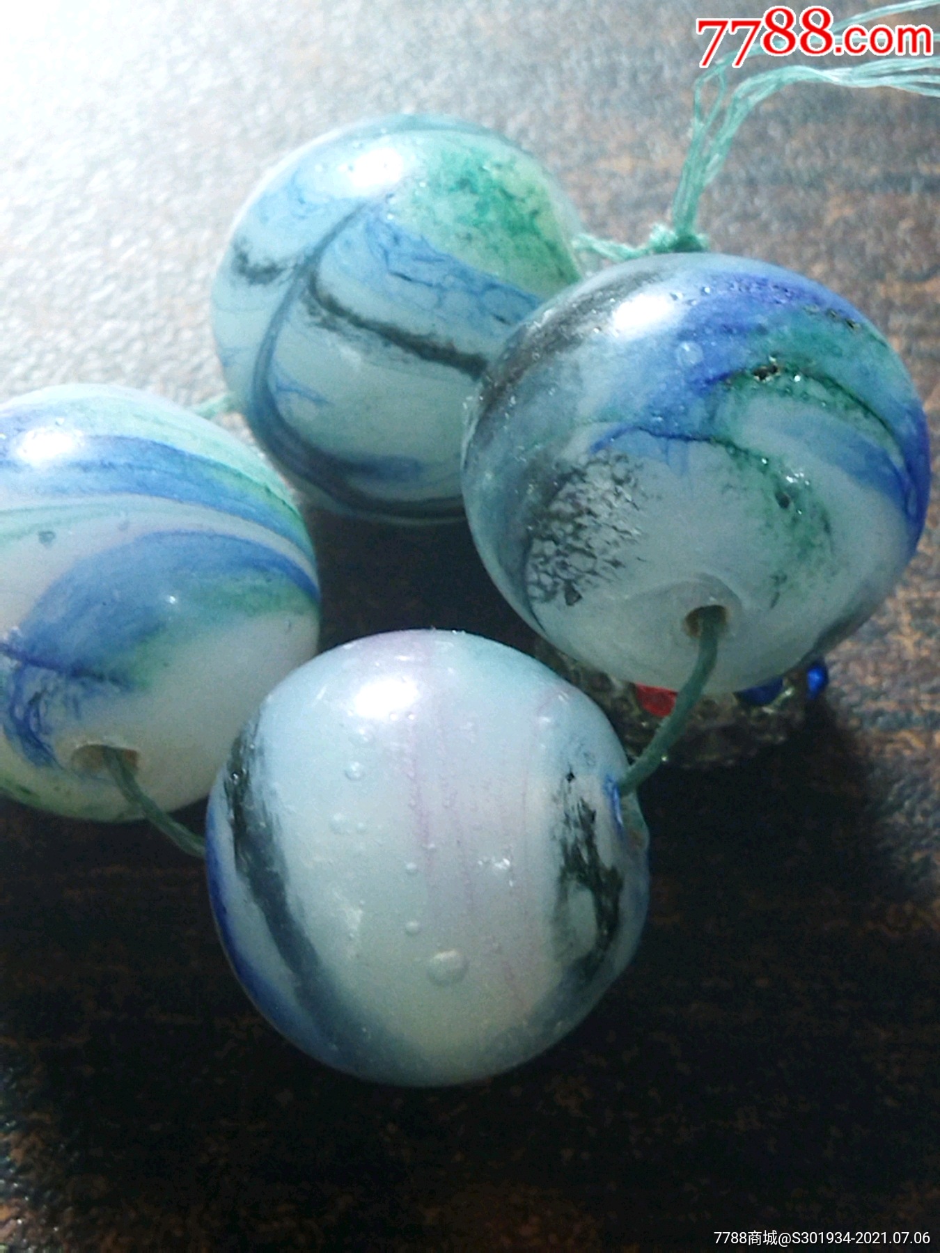 民国搅胎套料老琉璃珠子,古法手工,文玩手串,_价格5元【博山古法手工