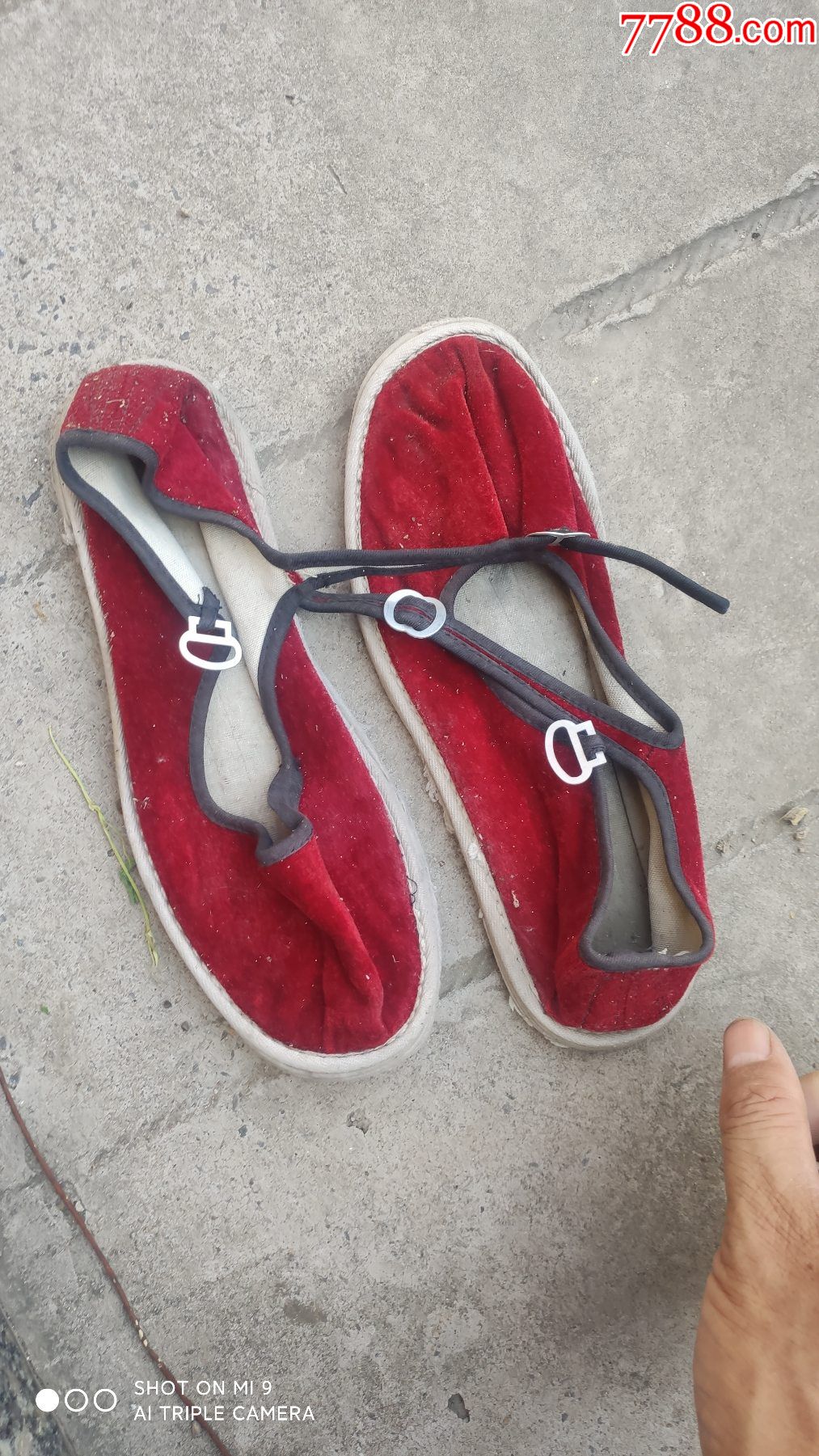 女鞋靴旧鞋女士一带鞋机制底红色平绒面25厘米40码