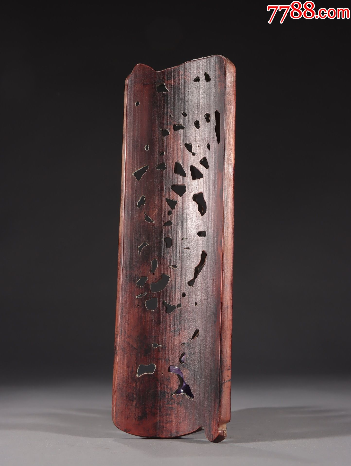 清代【老竹雕松梅竹文房臂搁】