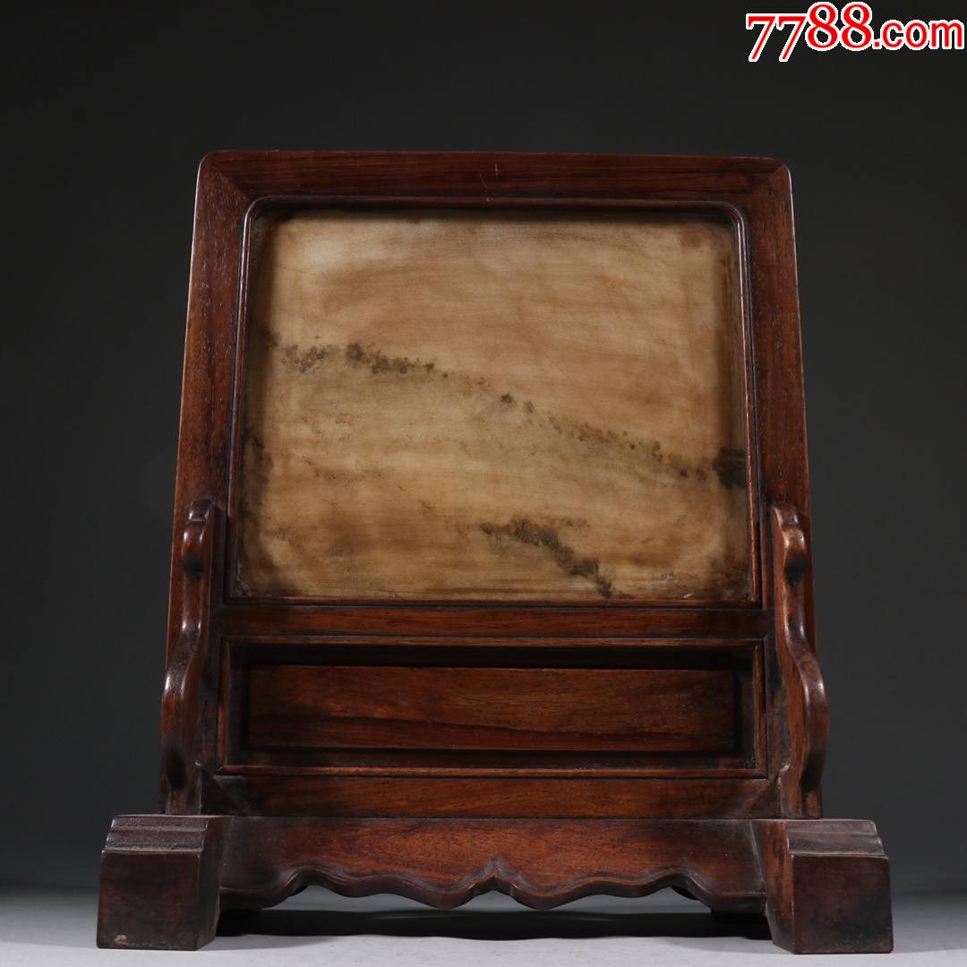 民国黄花梨嵌大理石插屏