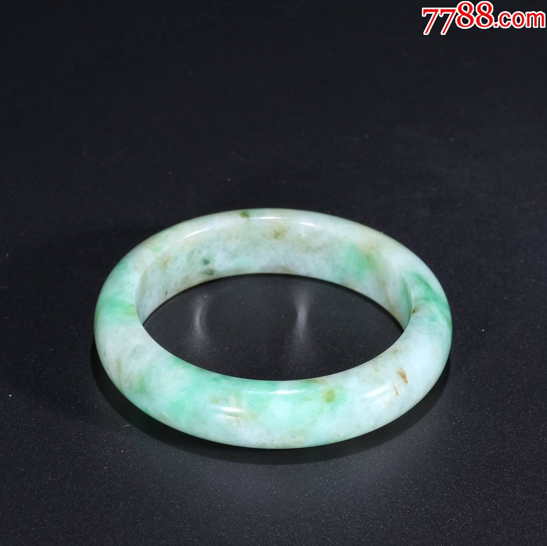 清代天然老翡翠扁条手镯