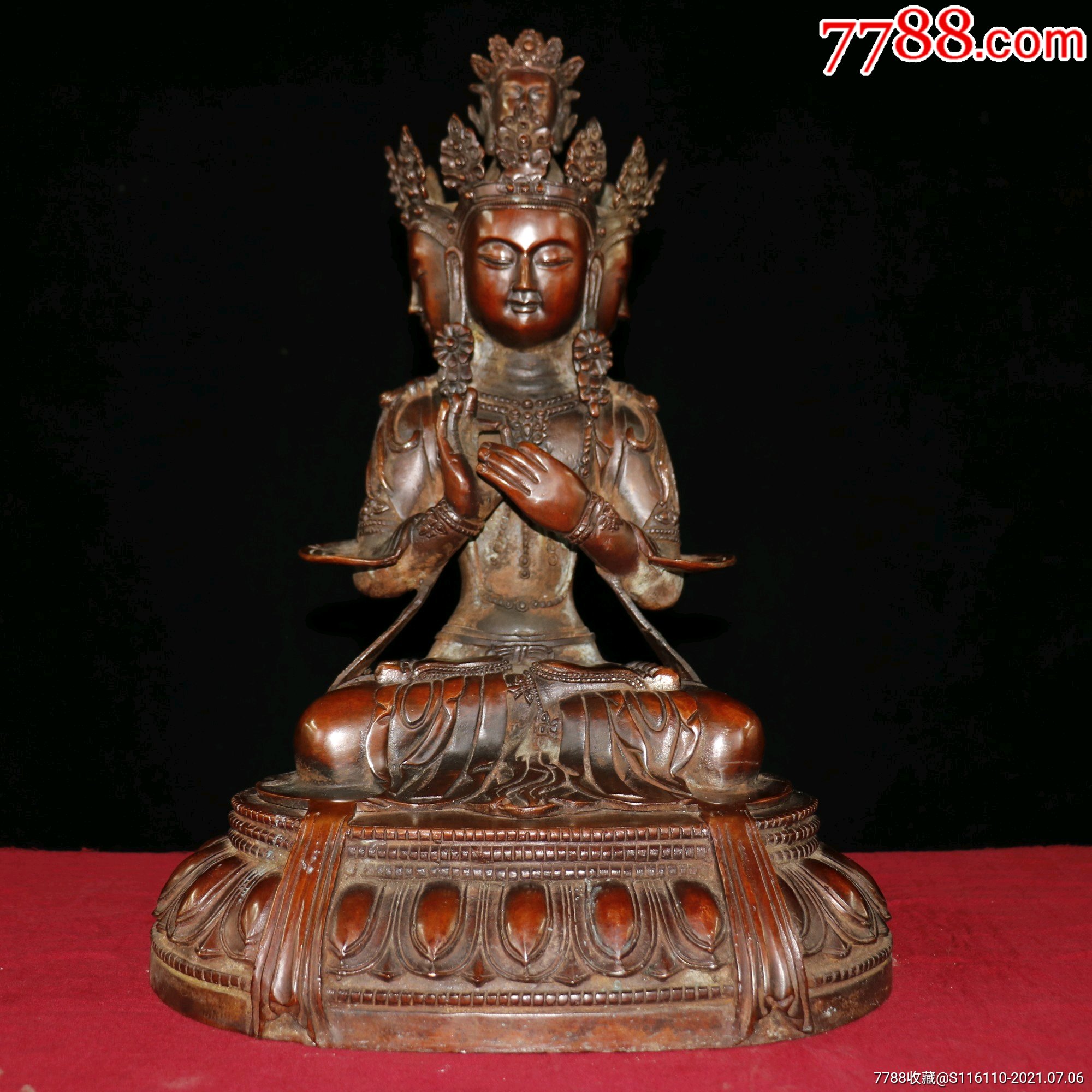 三面观音菩萨一尊慈祥端庄造型独特礼佛供奉佛像摆件