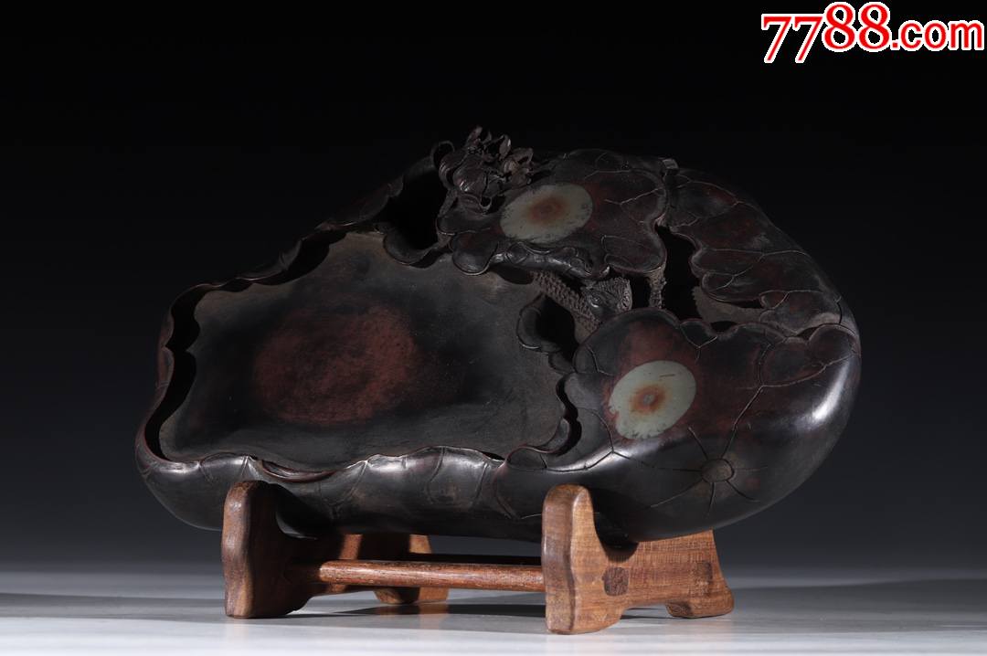 旧藏老坑端石花鸟纹文房端砚_端砚_老玩物古玩收藏【7788收藏__收藏热线】