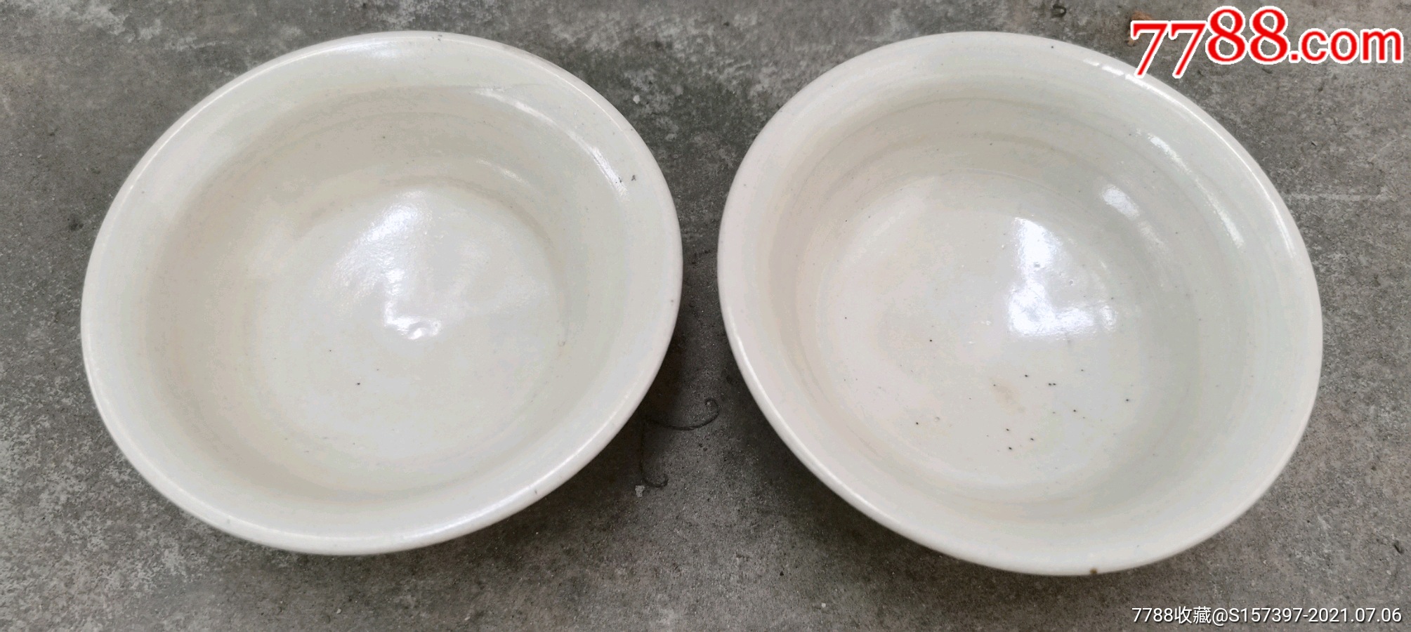 邢窑白釉茶碗全品一对-单色白瓷-7788商城