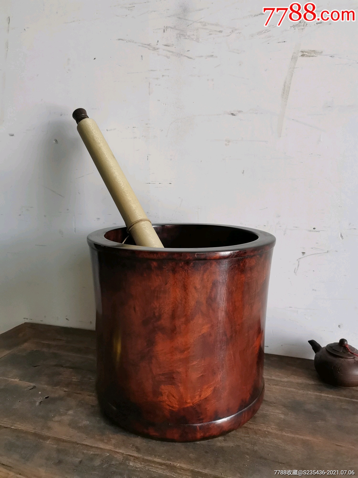 花梨木大卷缸造型精美木纹漂亮