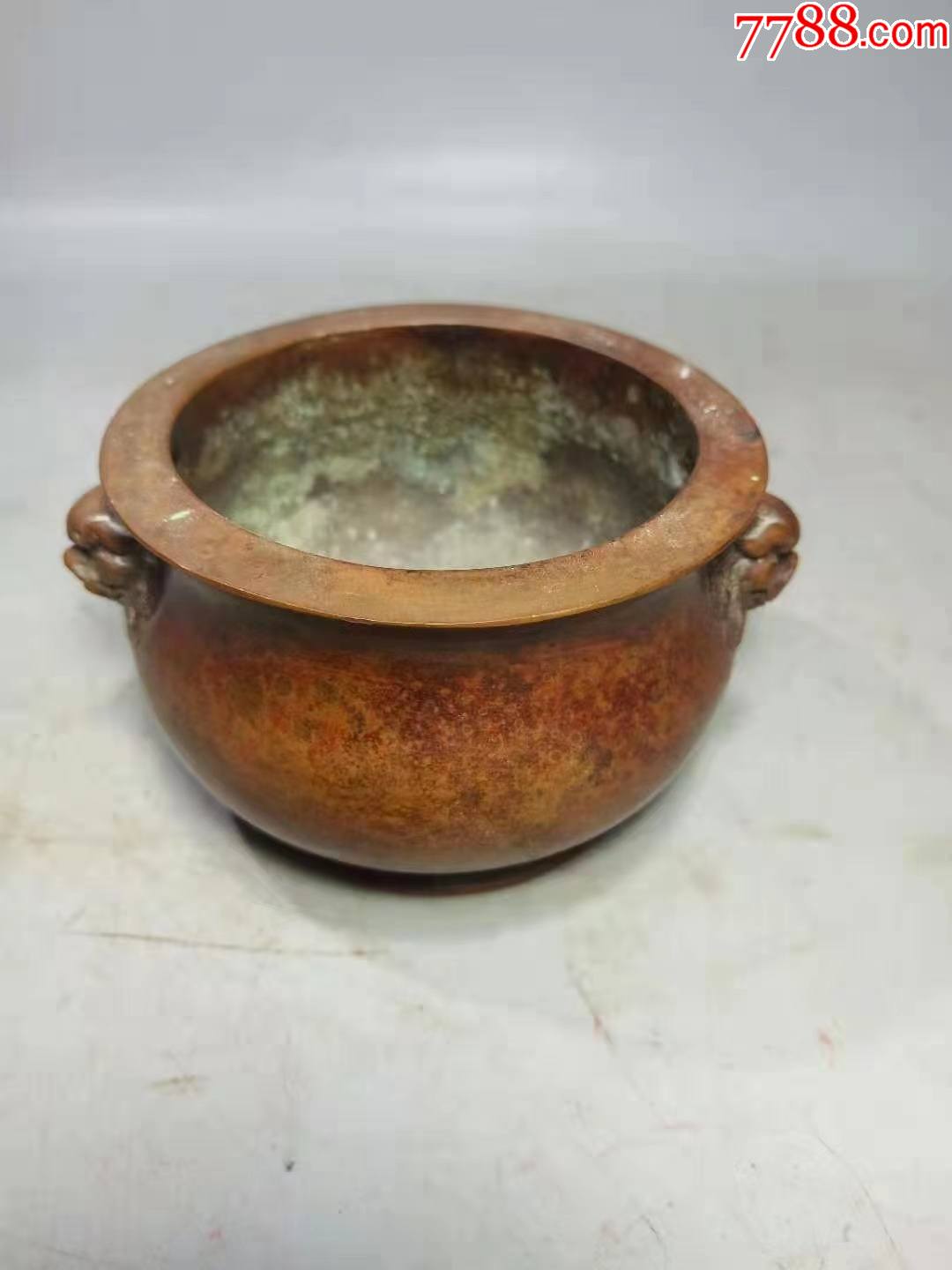 明代宣德年宝月居款,兽耳铜炉