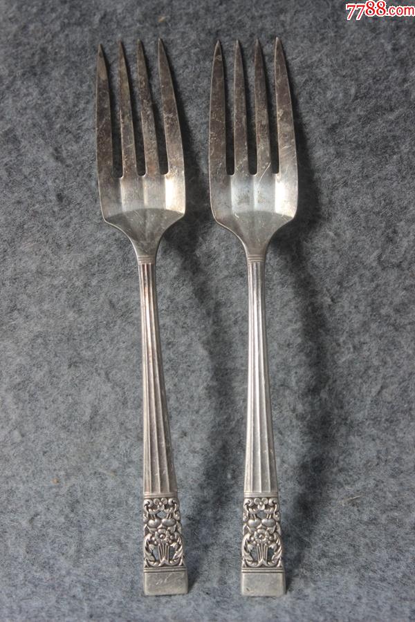 19世纪中叶美国著名银器制造商奥奈达公社制造西餐用银叉zz3176