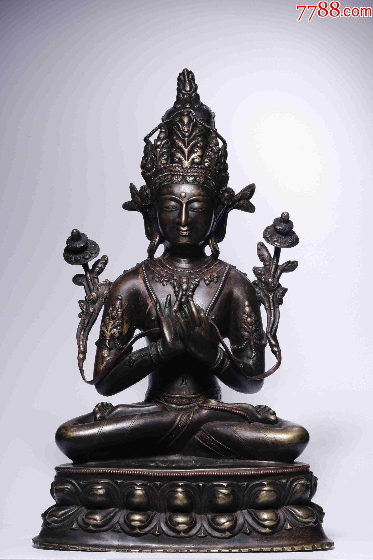 双色铜度母坐像_铜像/铜佛像_第1张_7788铜器收藏