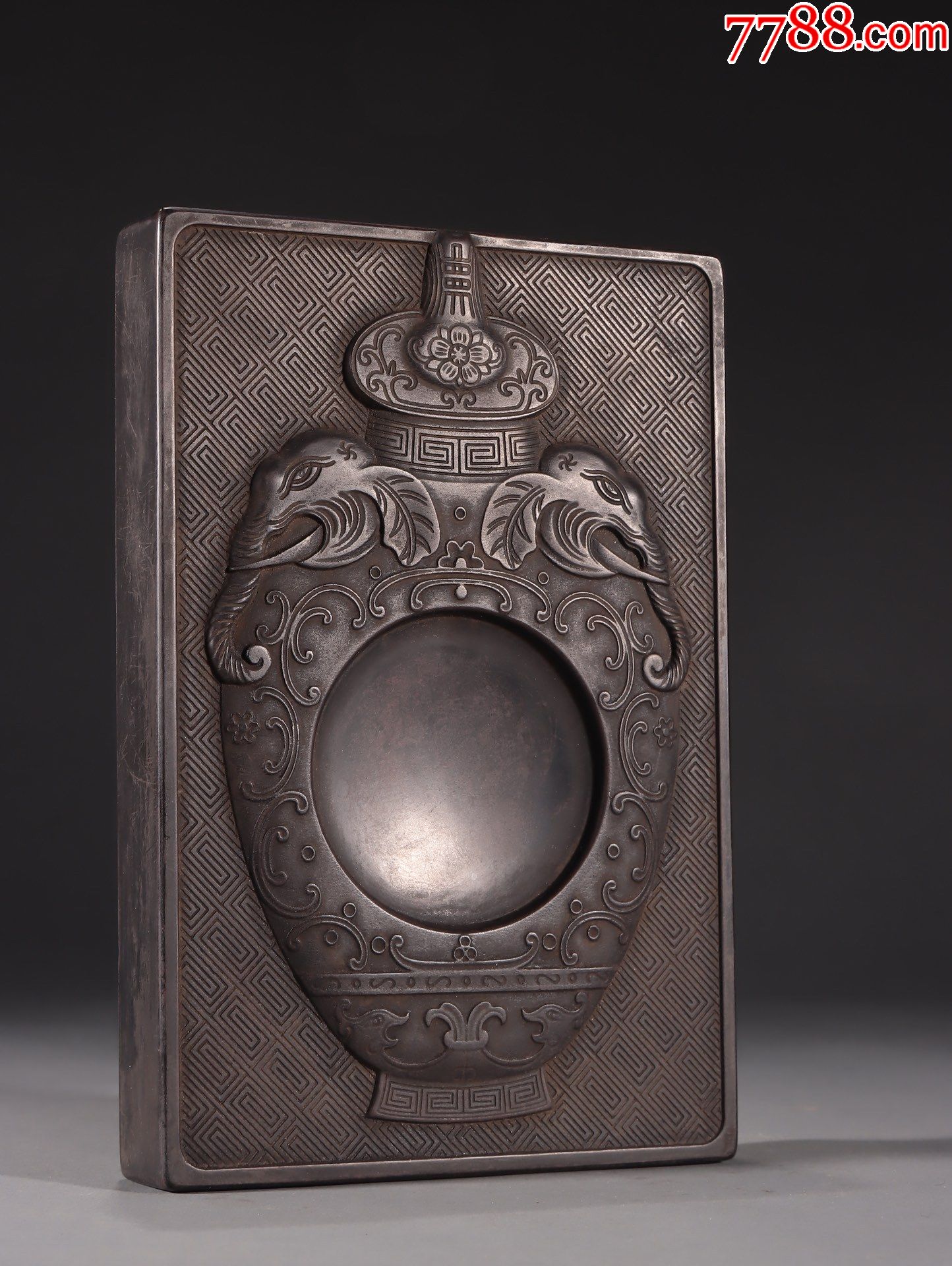 【端石象耳花瓶纹文房砚台】-价格:2800元-se81277506-端砚-零售-7788