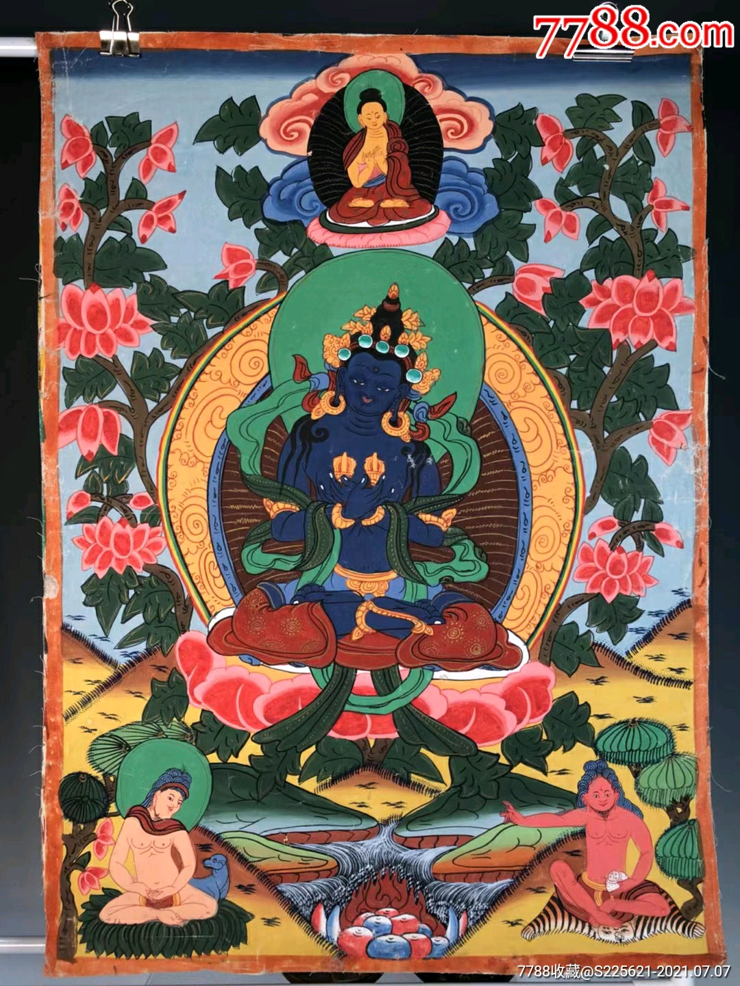 民国矿彩手绘老唐卡