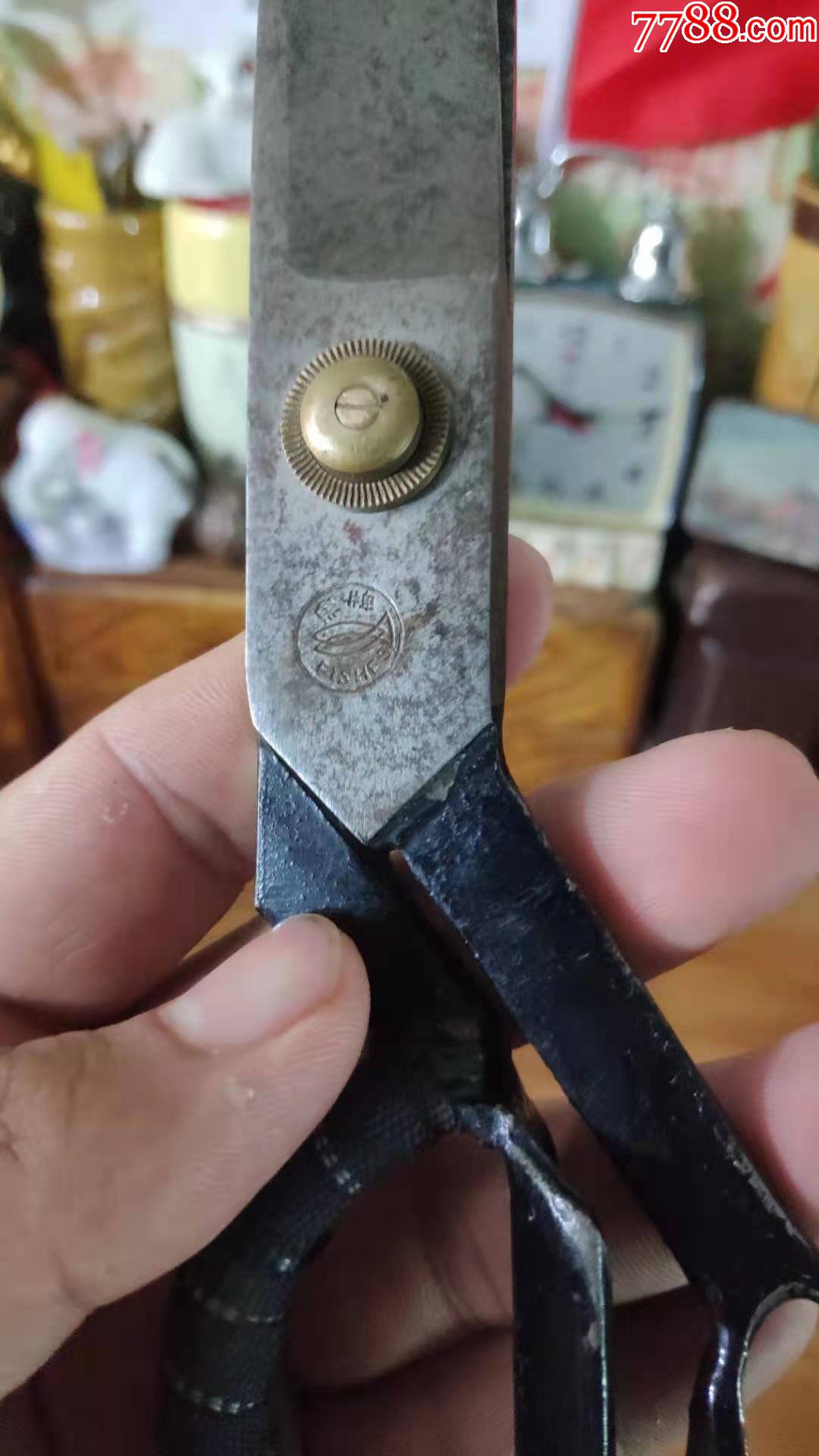 上世纪70-80年代鱼牌裁缝老式超大号剪刀民俗怀旧老工具.