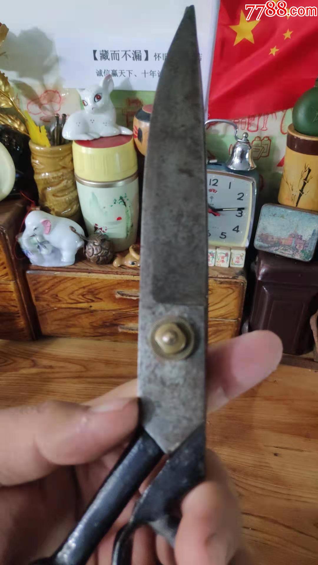 上世纪70-80年代鱼牌裁缝老式超大号剪刀民俗怀旧老工具.